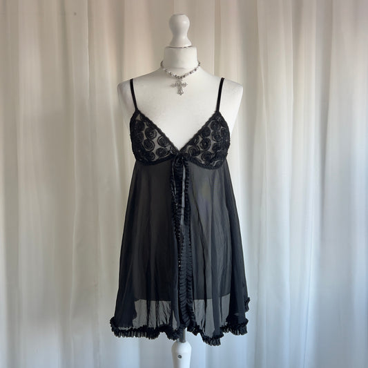 90s Lace Mesh Babydoll Cami - Size M