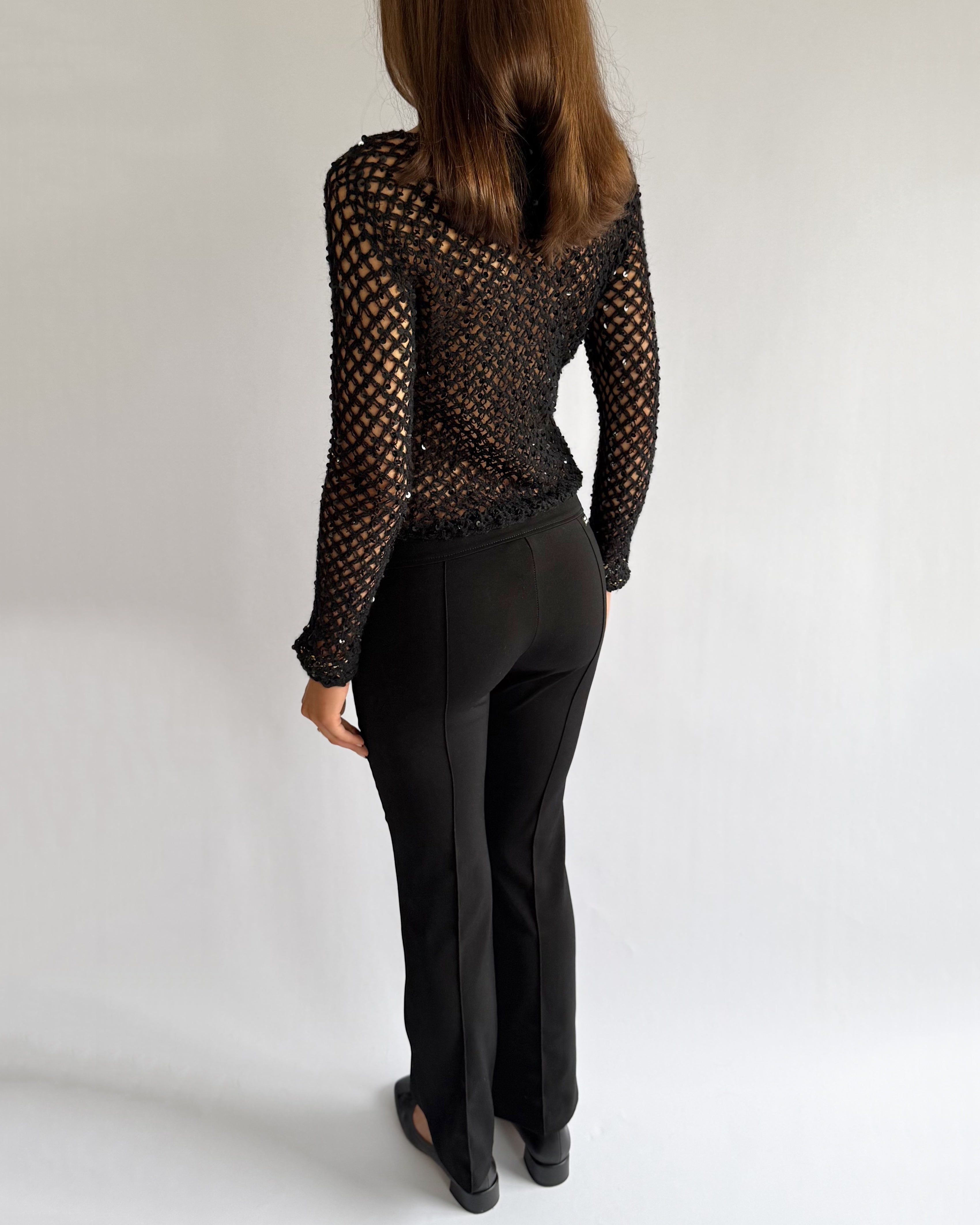 Sheer Knit Sequin Sweater - Size XS