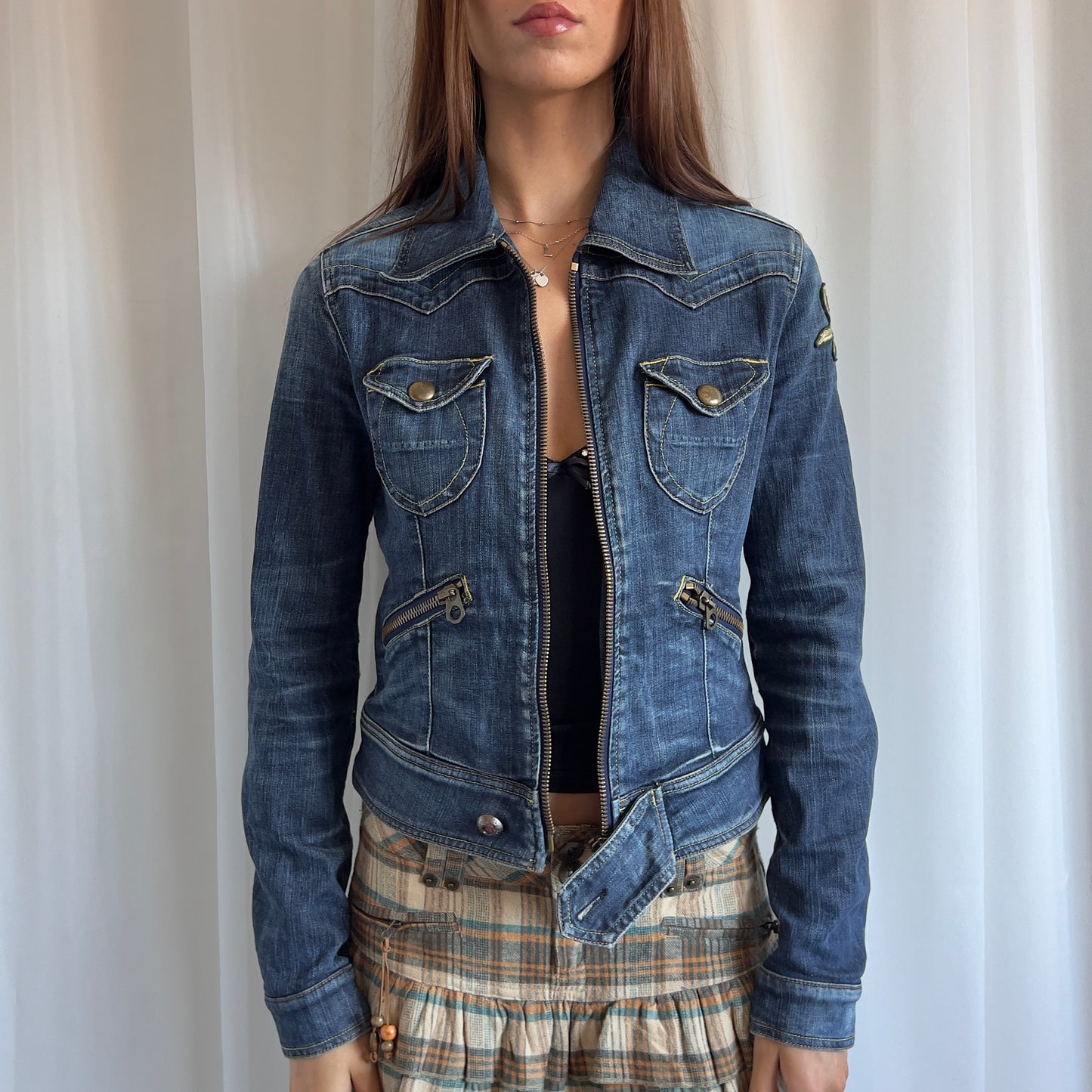 00s Denim Zip Up Jacket - Size S