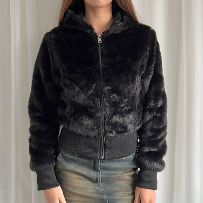 00s Faux Fur Zip Jacket - Size M