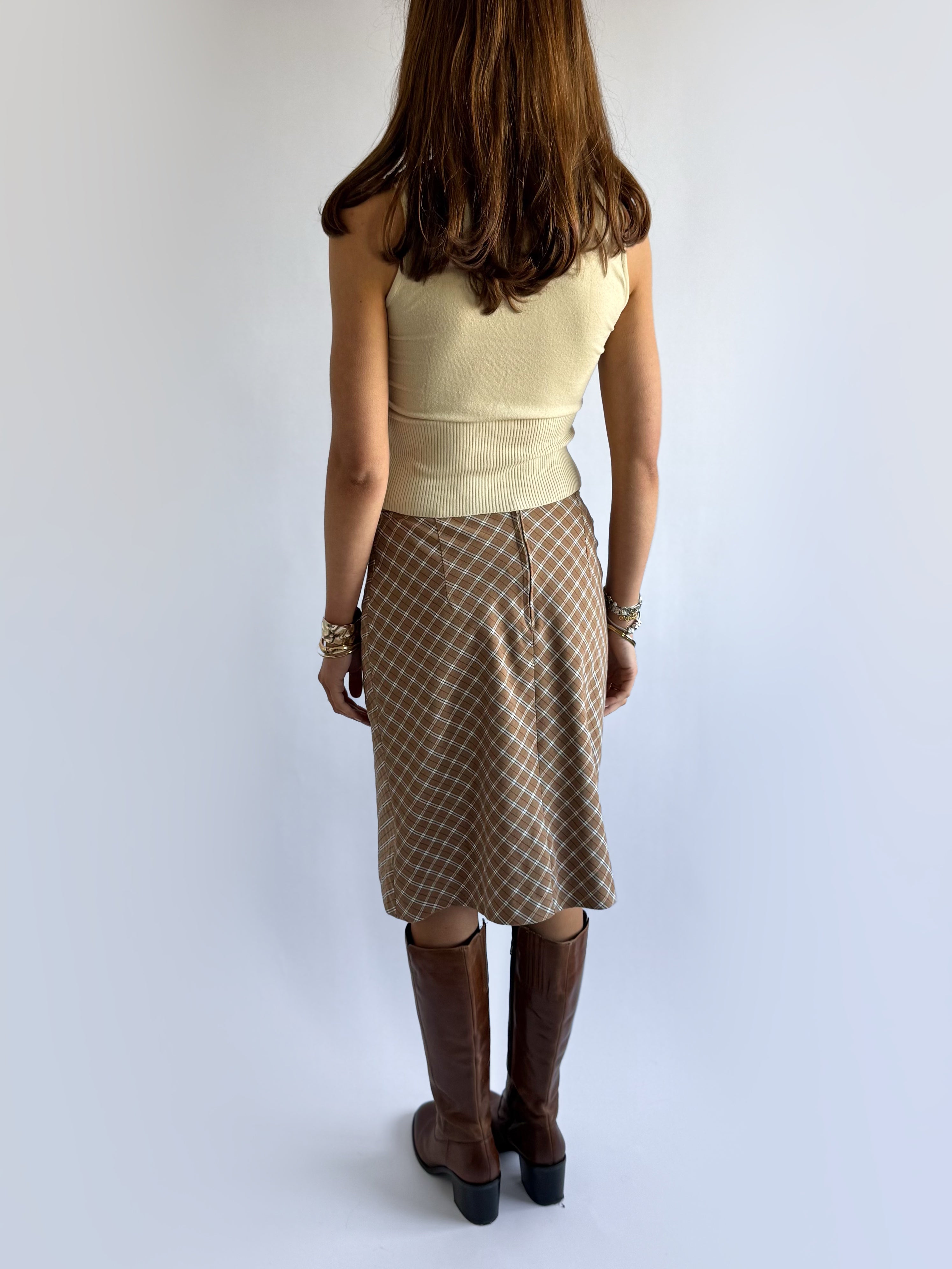 Plaid Midi Skirt - Size S