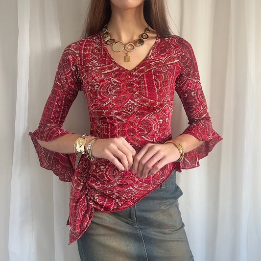 90s Paisley Asymmetric Top - Size S