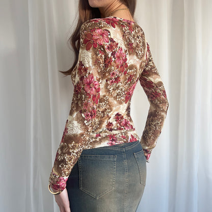 90s Floral Lace Long Sleeve - Size M