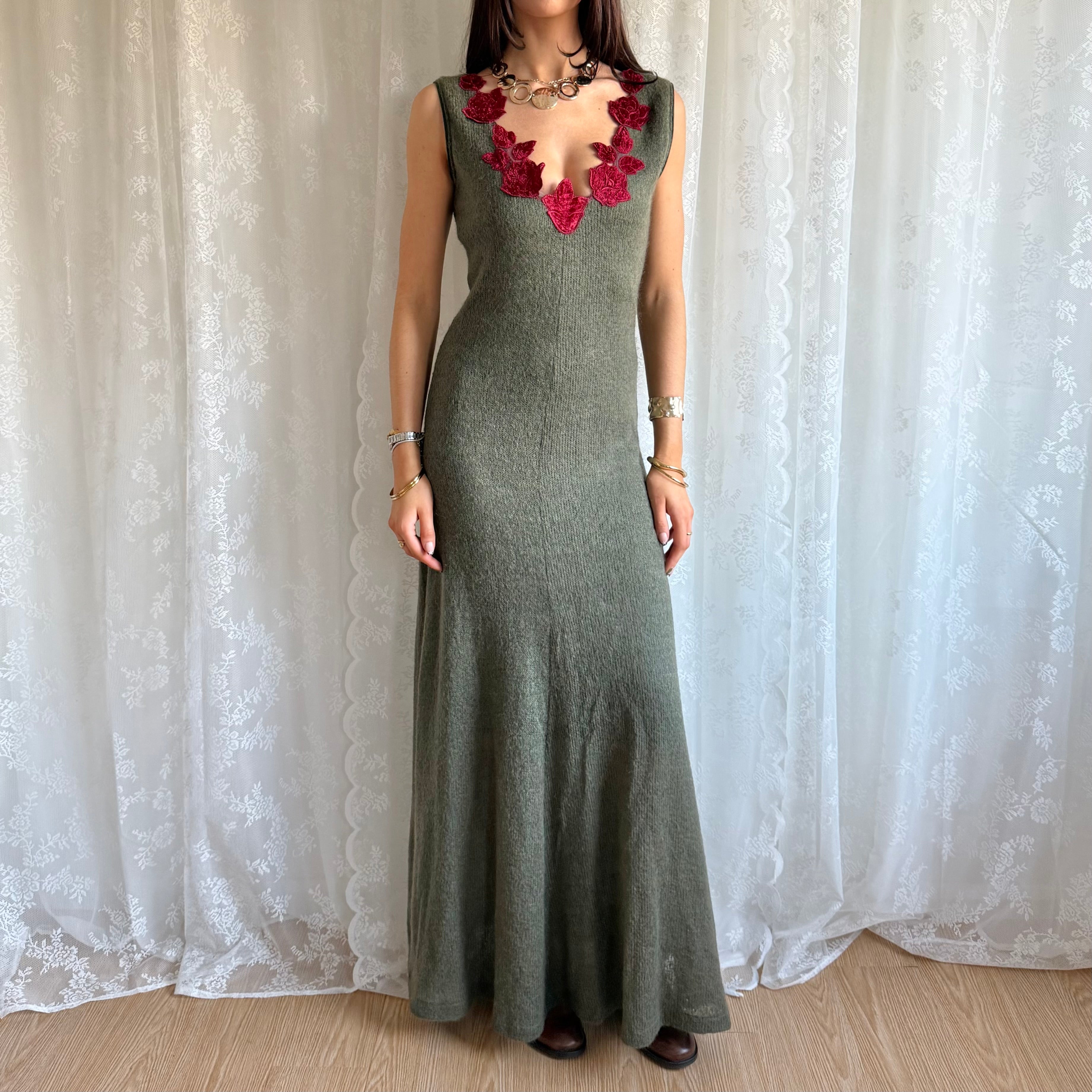 Wool Knit Maxi Dress - Size L