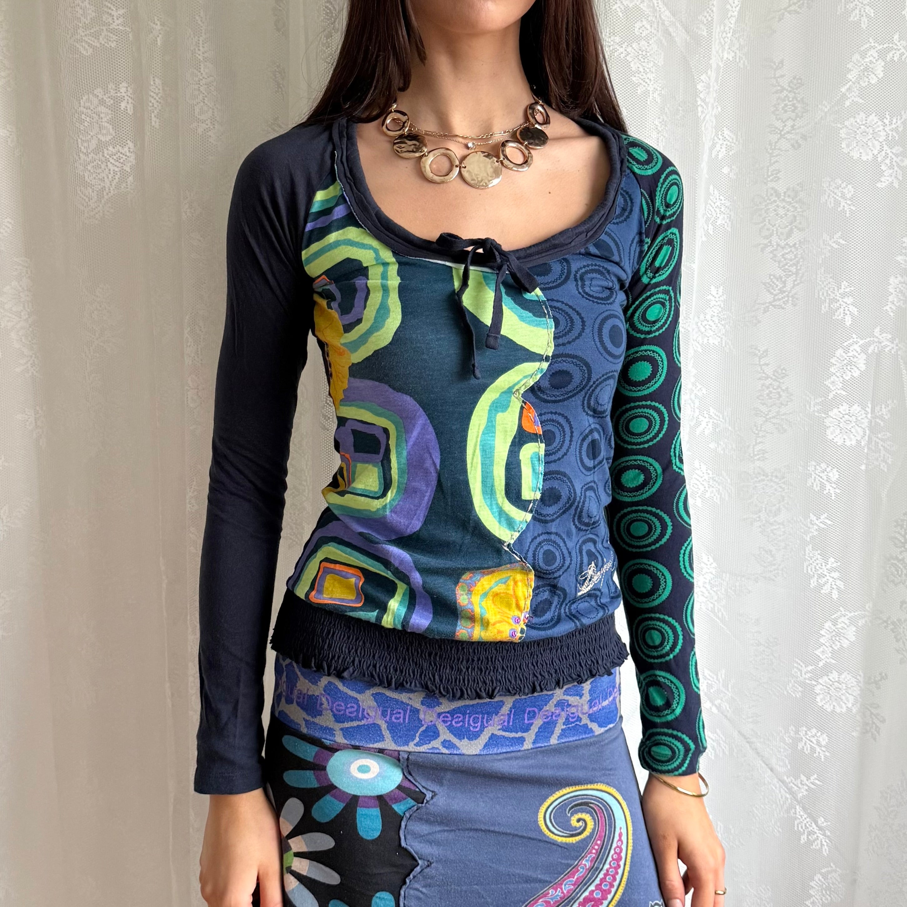 Desigual Graphic Long Sleeve Top - Size S