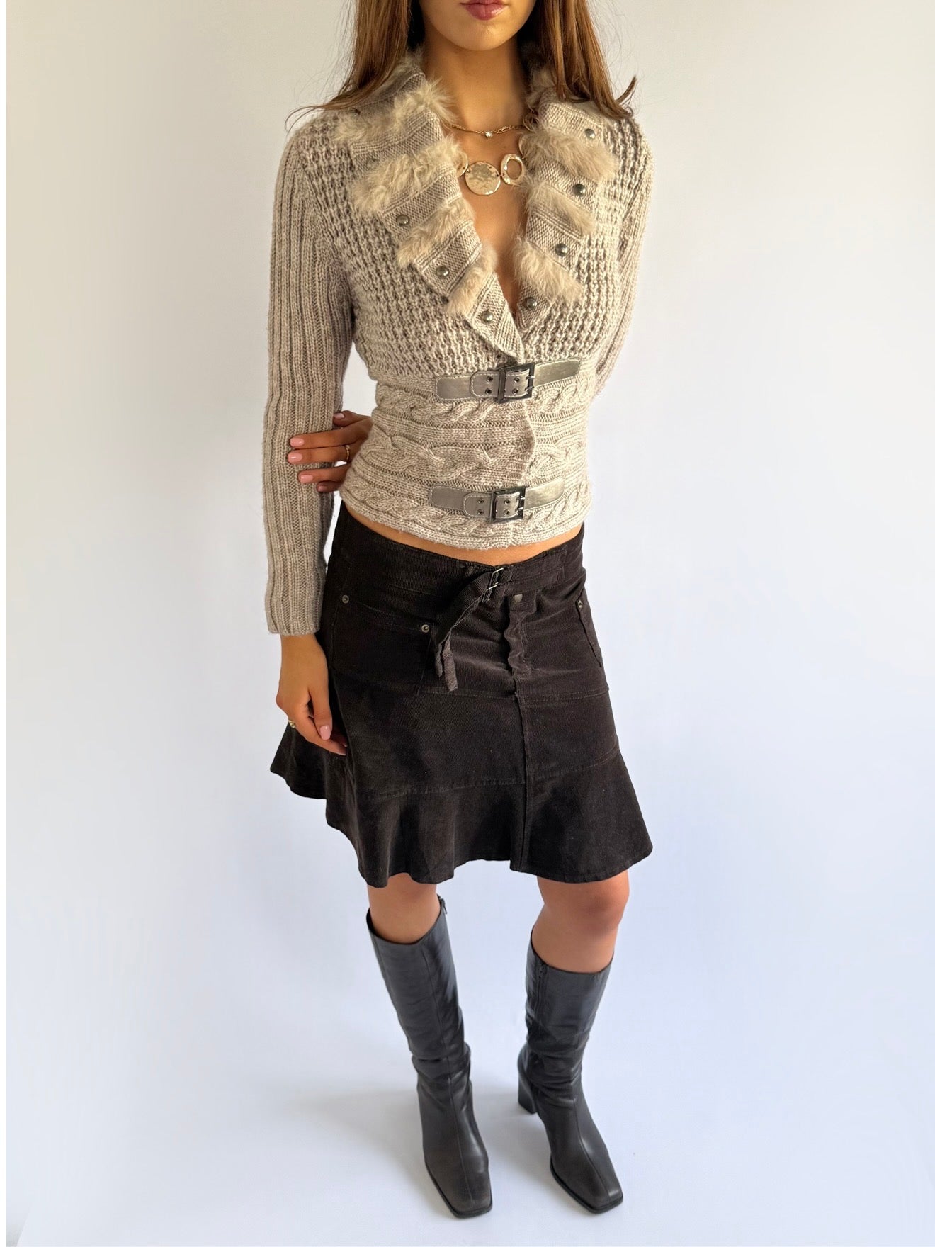 Wool Buckle Cardigan - Size M