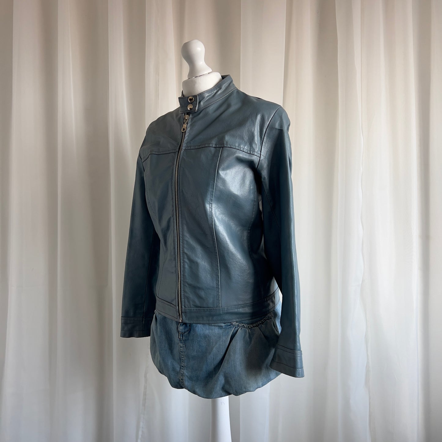 00s Leather Zip Moto Jacket - Size L