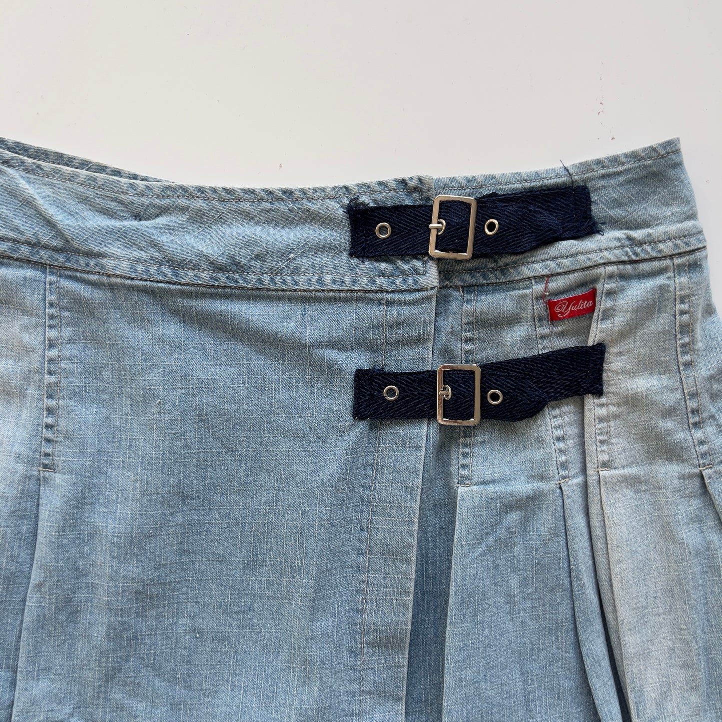 00s Pleated Denim Micro Mini Skirt - Size M