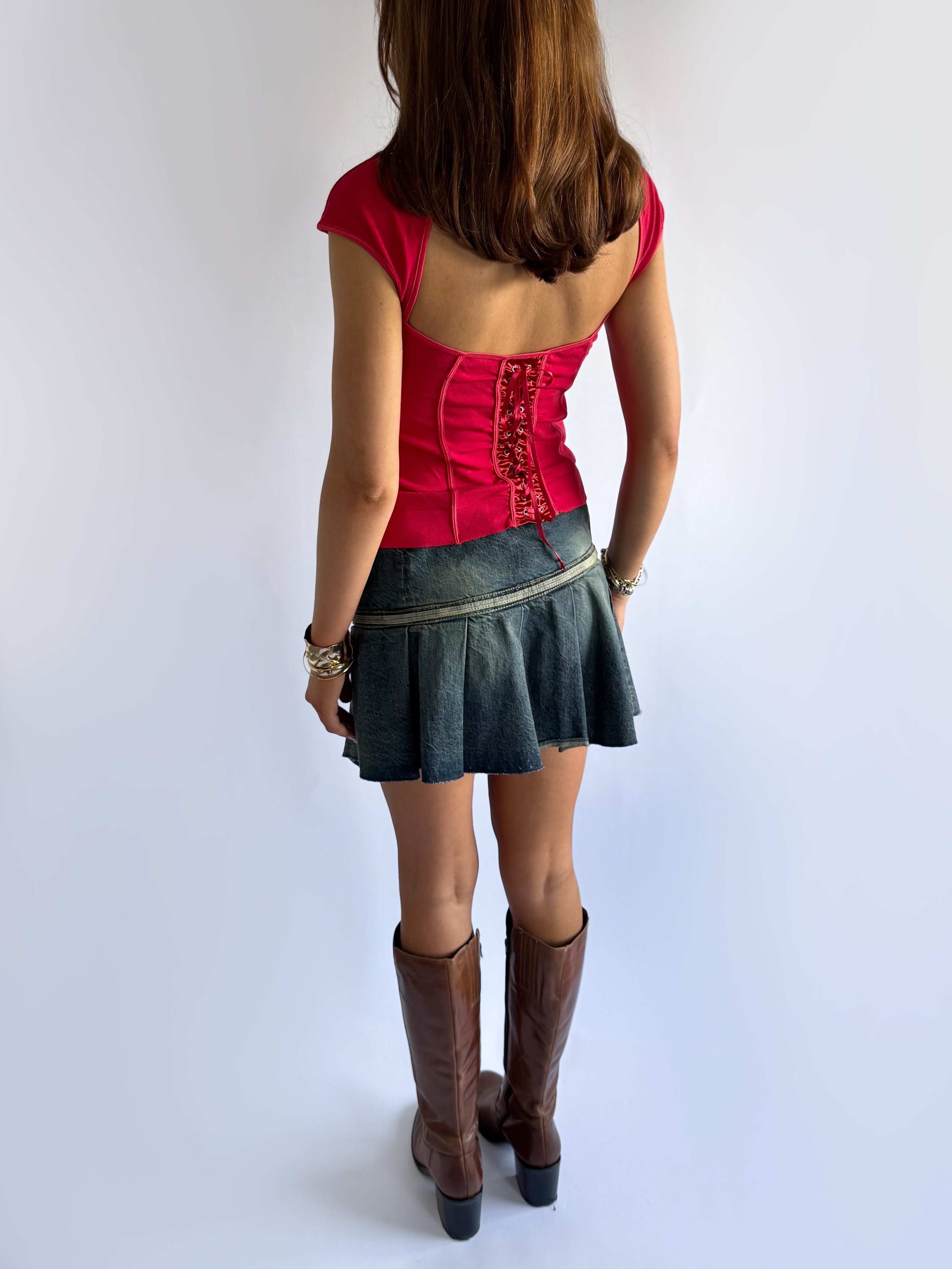 Backless Lace Up Top - Size S