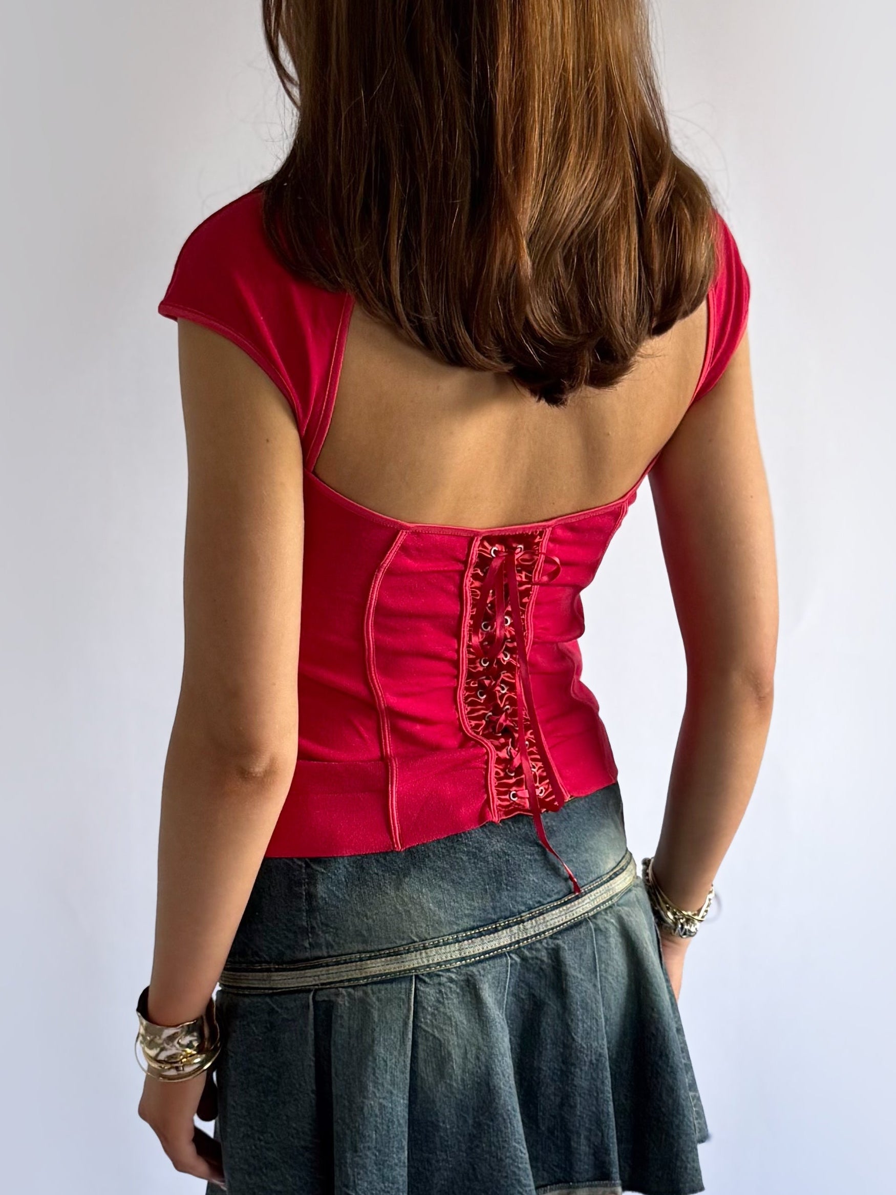 Backless Lace Up Top - Size S