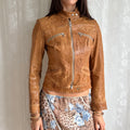 Genuine Leather Double Zip Jacket - Size S