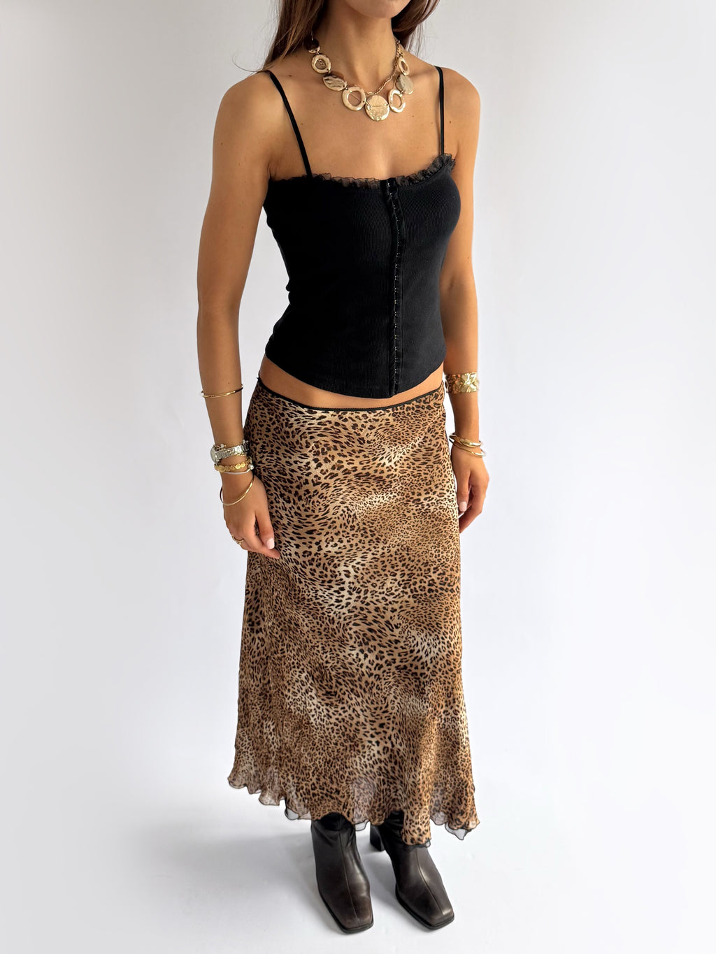 Leopard Maxi Skirt - Size L
