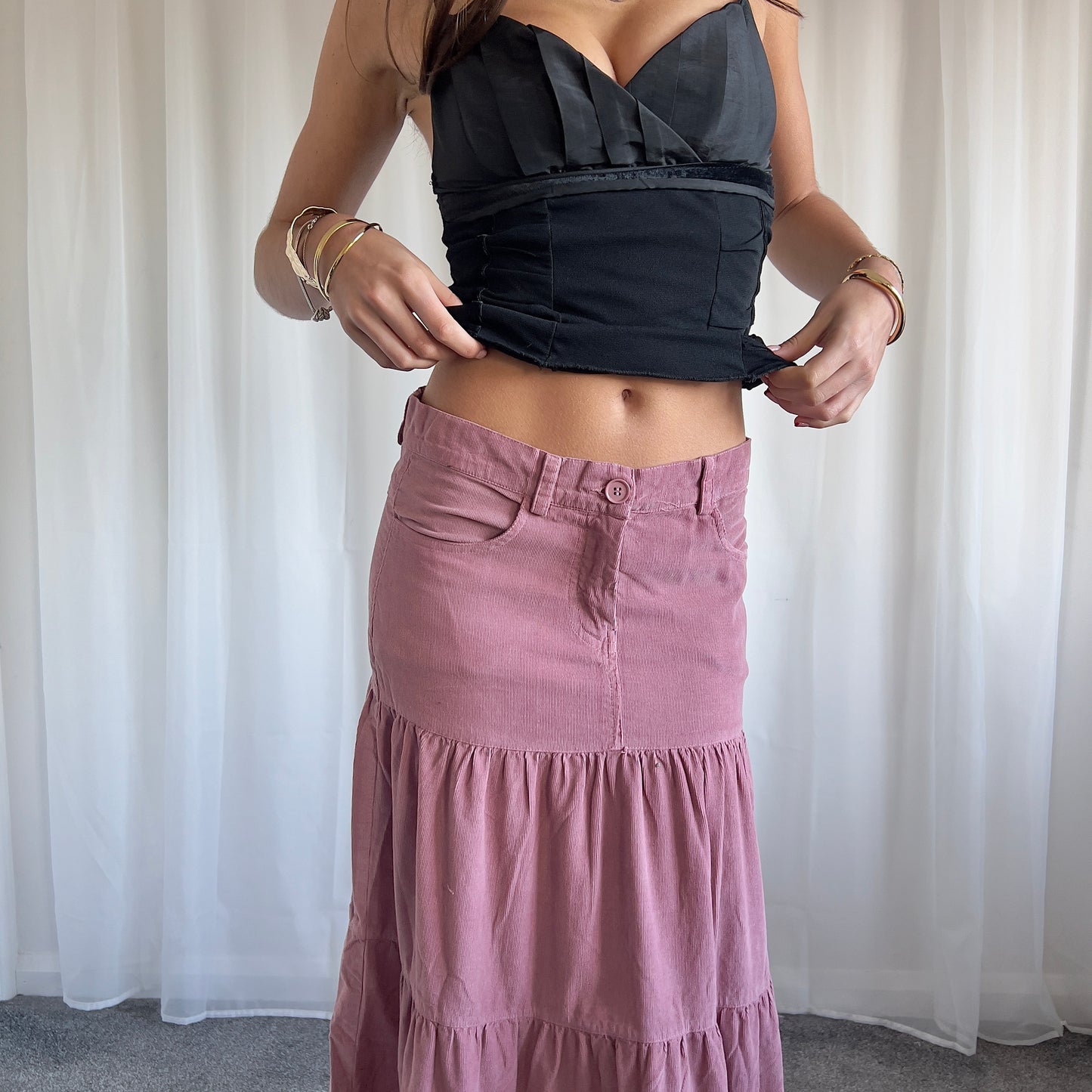 90s Tiered Maxi Skirt - Size M