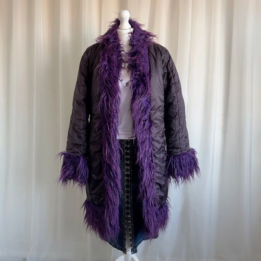 00s Faux Fur Afghan Puffer Jacket - Size M