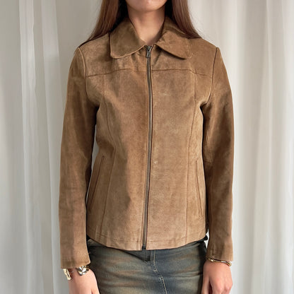 90s Genuine Suede Zip Up Jacket - Size M