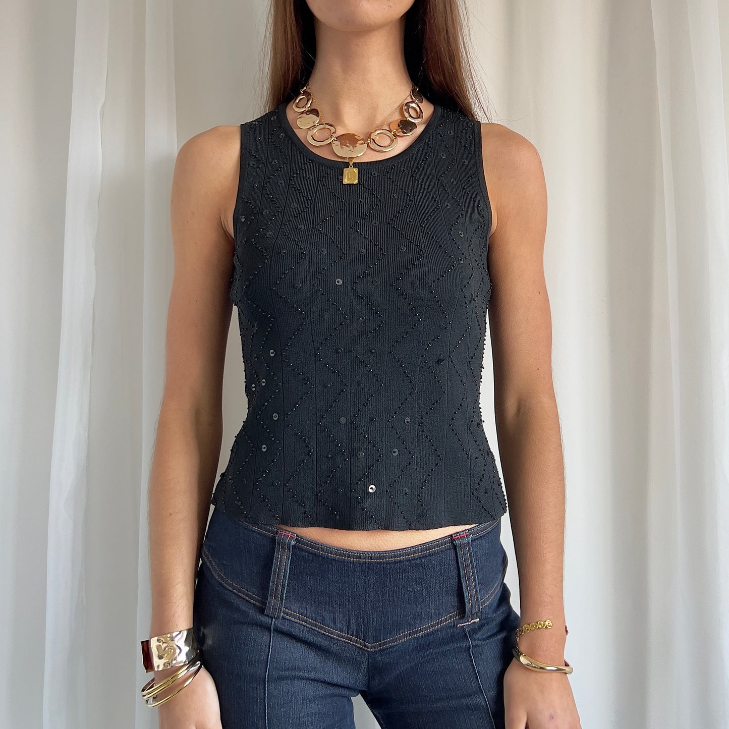 90s Sequin & Beaded Top - Size S