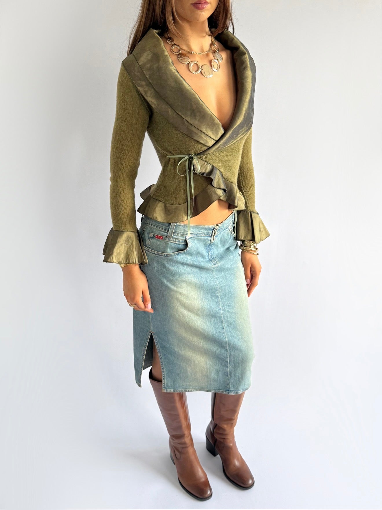 Mohair Wrap Tie Cardigan - Size S