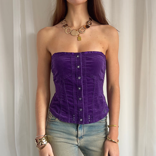 00s Corduroy Bustier Top - Size M