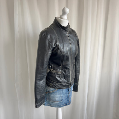 00s Genuine Leather Zip Jacket - Size L