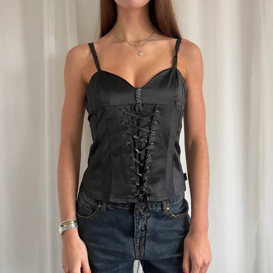 90s Mesh Lace Up Cami Top - Size M