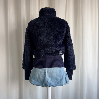 00s Faux Fur Double Zip Jacket - Size XS