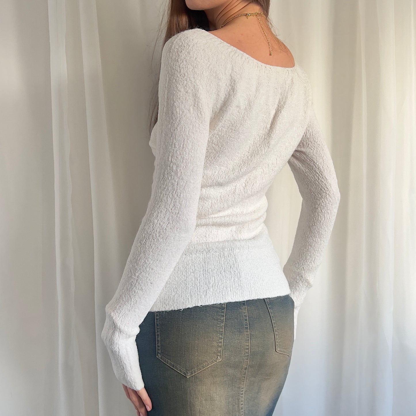 90s Bardot Mohair Knit Jumper - Size S