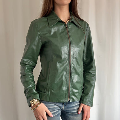 00s Leather Zip Jacket - Size M