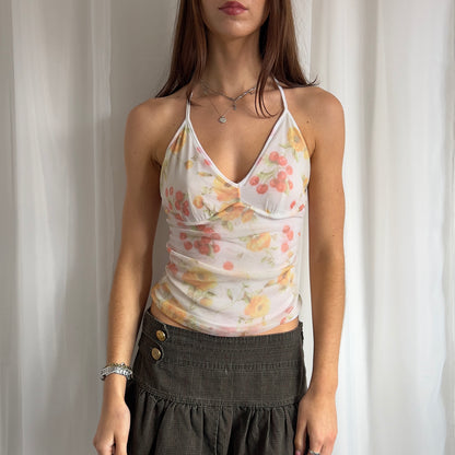 00s Mesh Fruit Halter Top - Size S