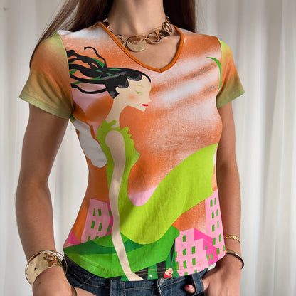 90s Lady Graphic Crop Top - Size M