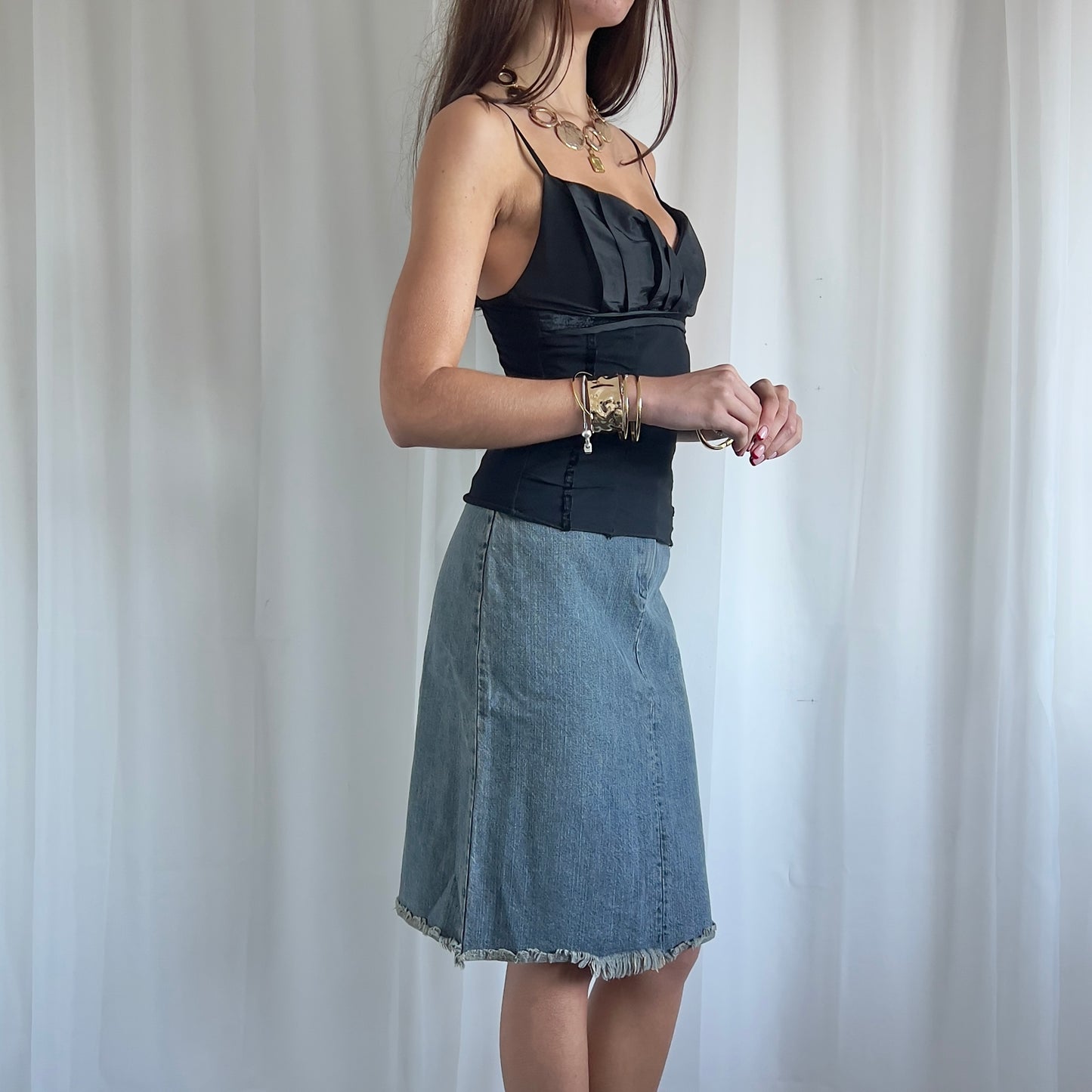 00s Denim Midi Skirt - Size XS