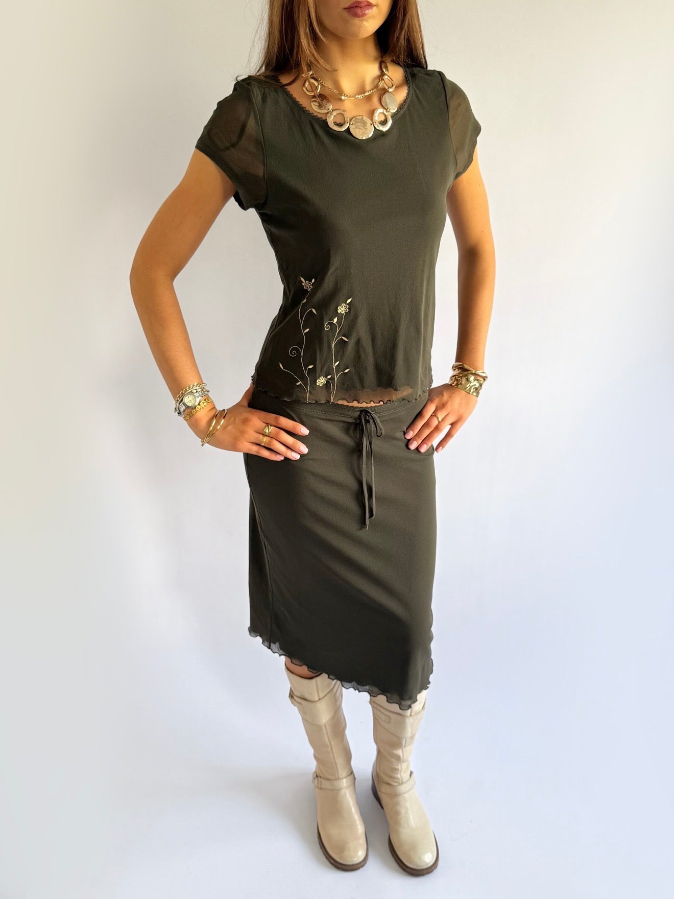 Mesh Top & Skirt Matching Set - Size S