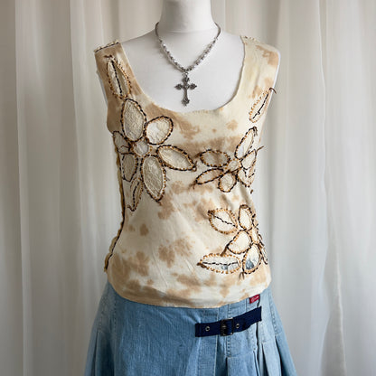 00s Lace Floral Crop Top - Size S