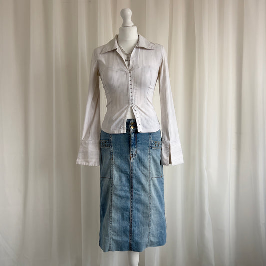 90s Denim Midi Skirt - Size S