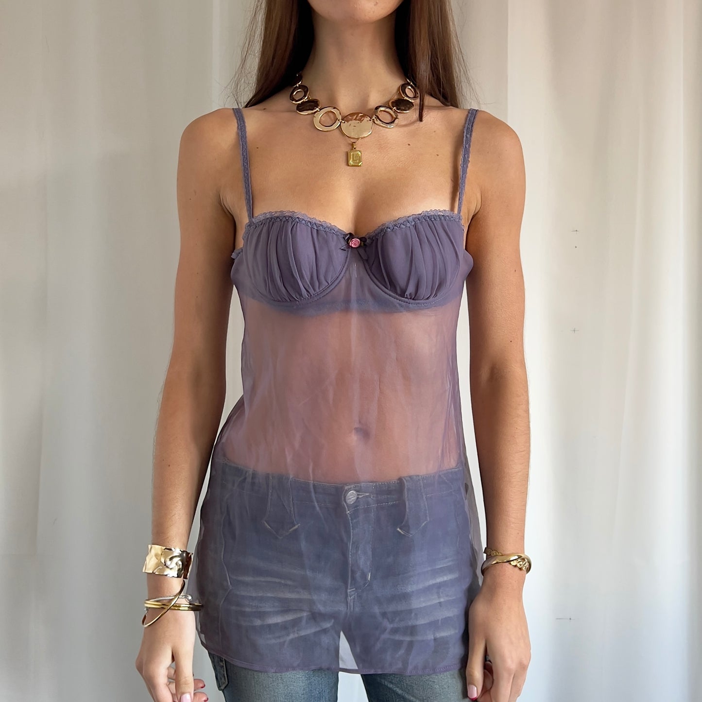 90s Intimissimi Mesh Babydoll Cami - Size M