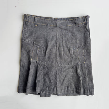 00s Denim Pleated Midi Skirt - Size L