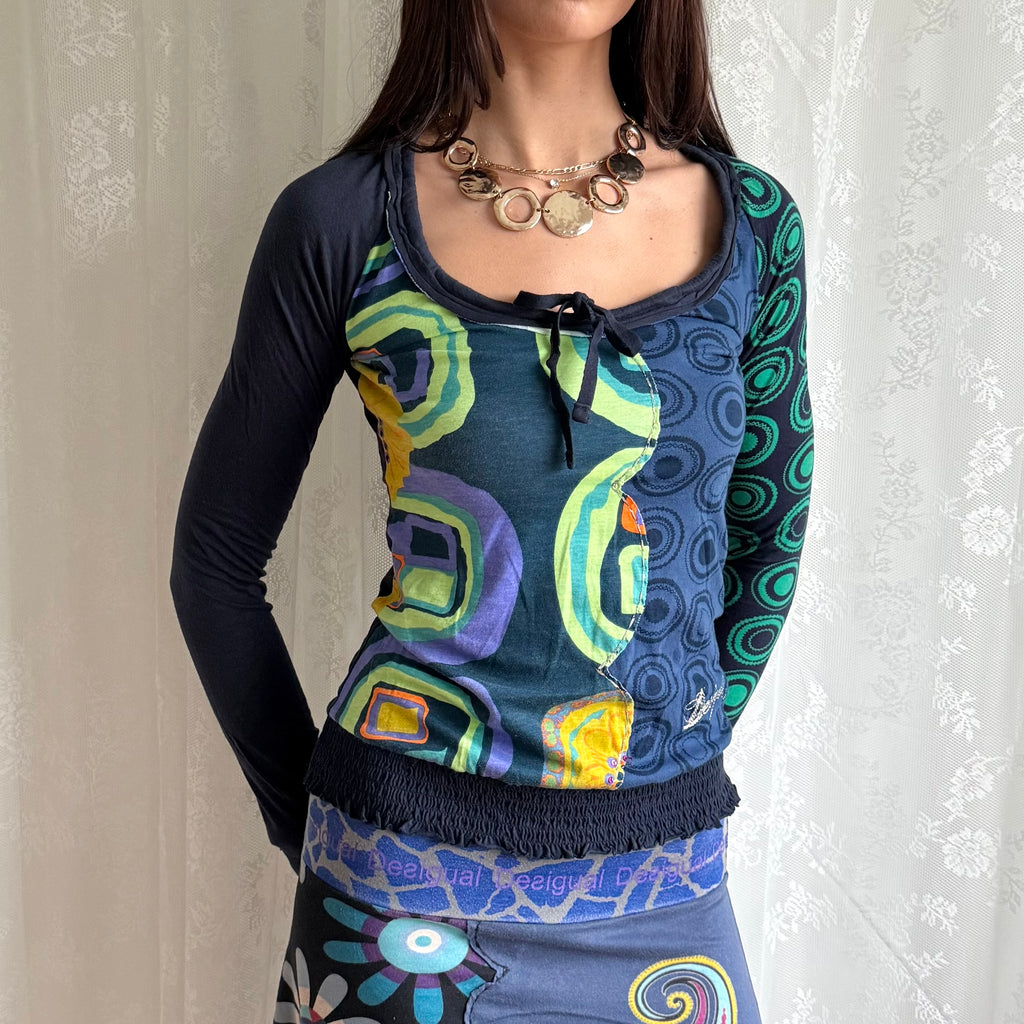 Desigual Graphic Long Sleeve Top - Size S