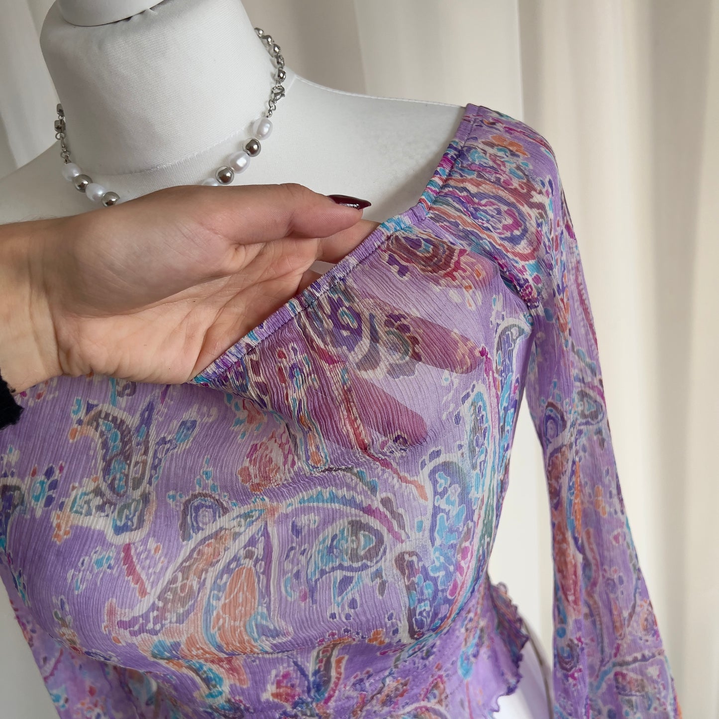 90s Paisley Milkmaid Top - Size XS