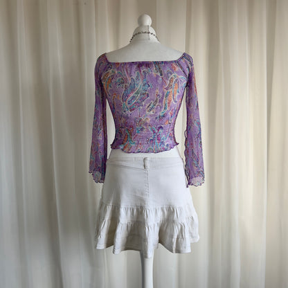 90s Paisley Milkmaid Top - Size XS