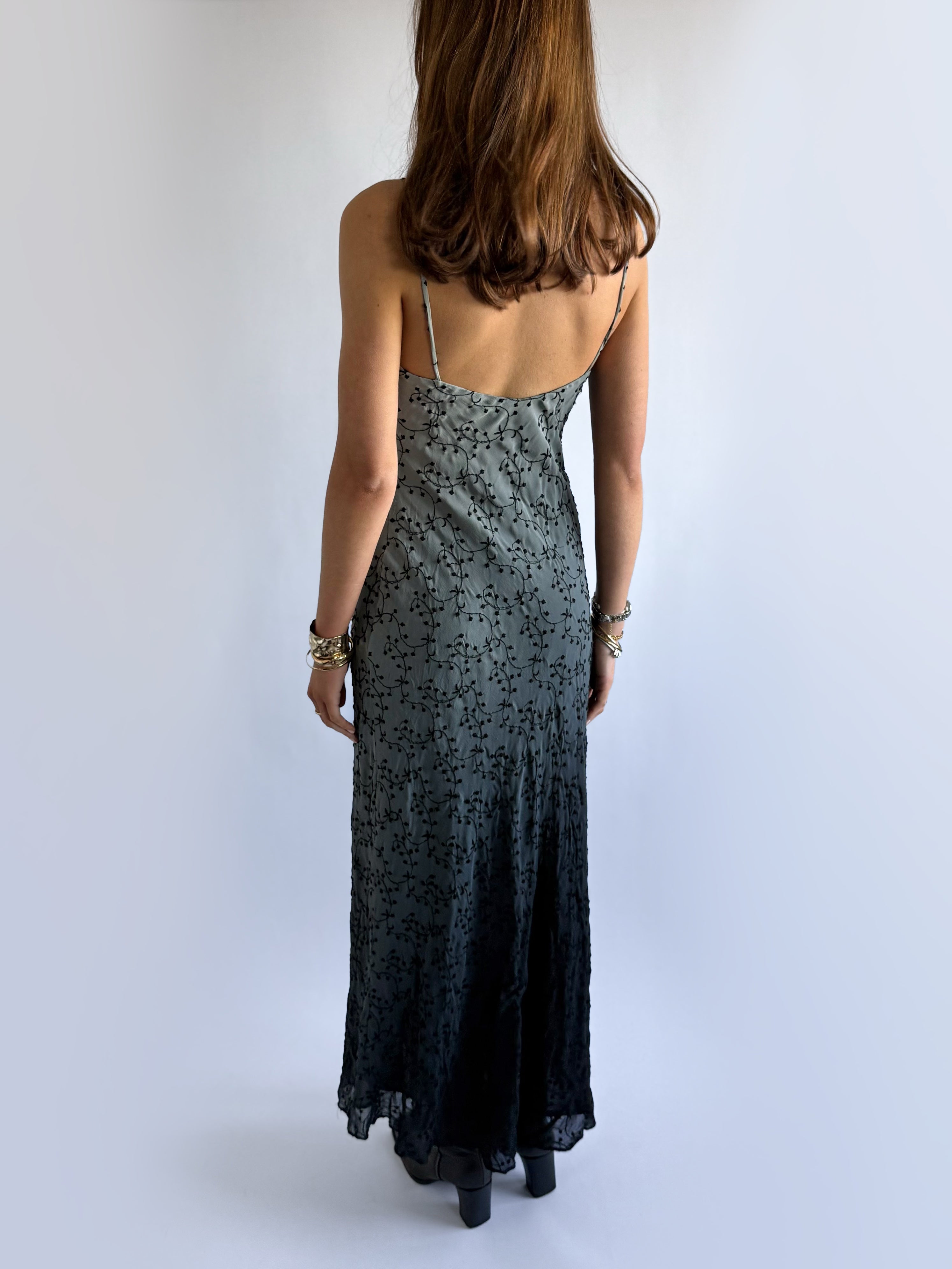 100% Silk Floral Maxi Dress - Size M