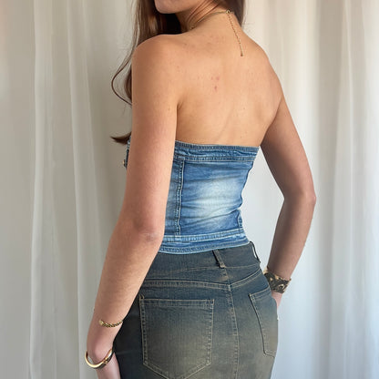 00s Denim Bustier Top - Size S