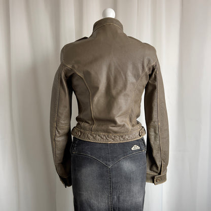 90s Genuine Leather Zip Jacket - Size S