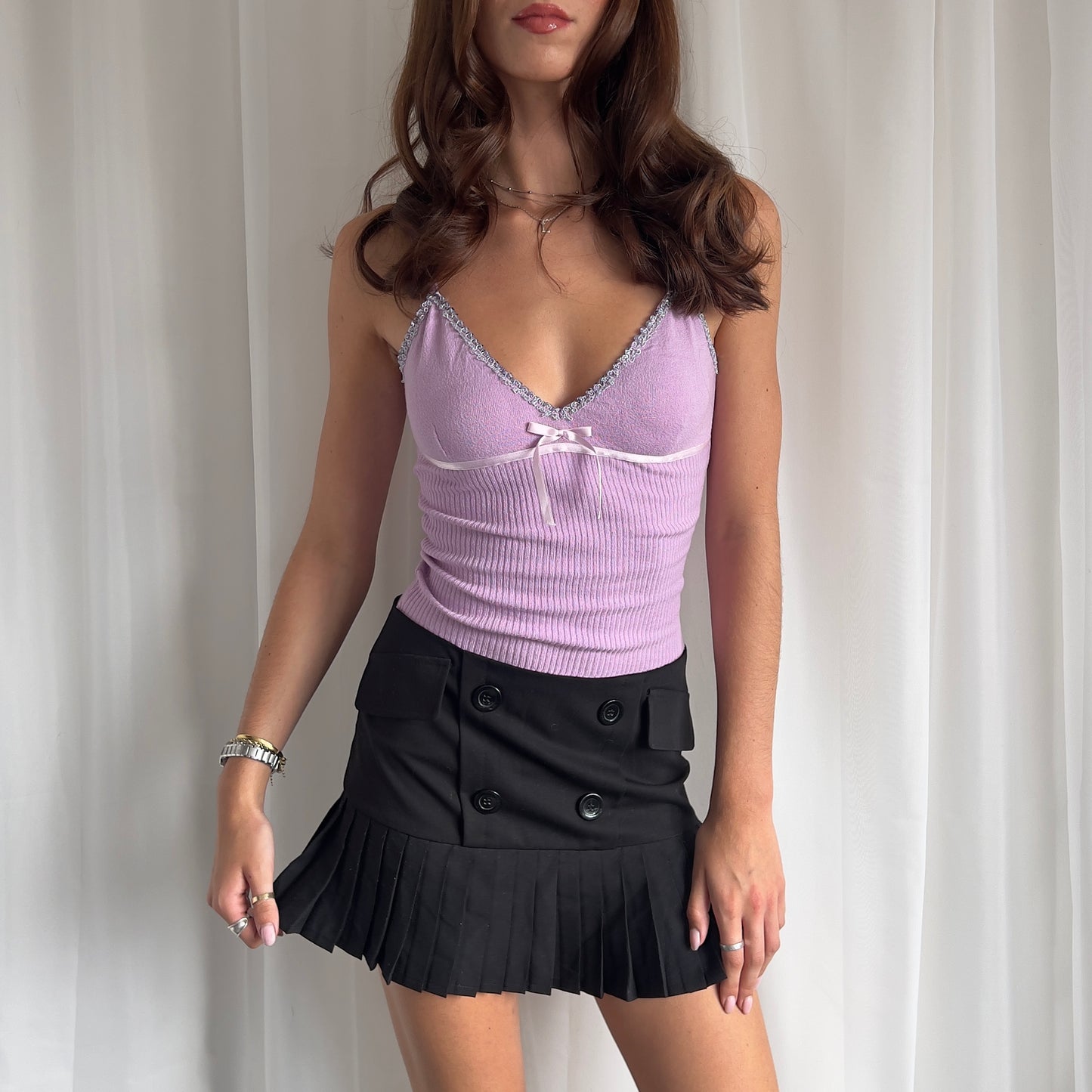 00s Pleated Mini Skirt - Size S