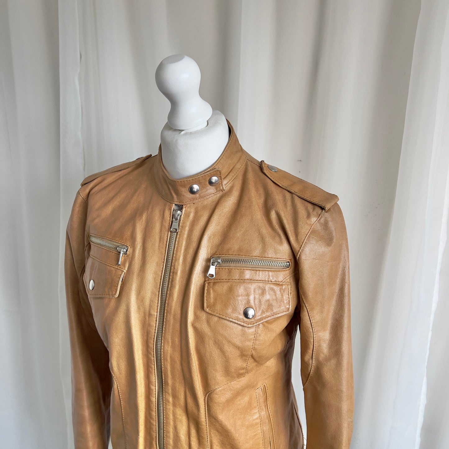 00s Genuine Leather Zip Jacket - Size L