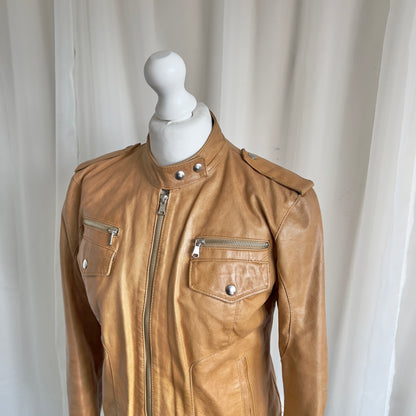 00s Genuine Leather Zip Jacket - Size L