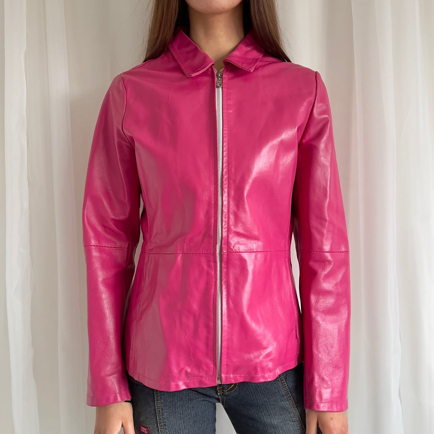 90s Genuine Leather Zip Jacket - Size L