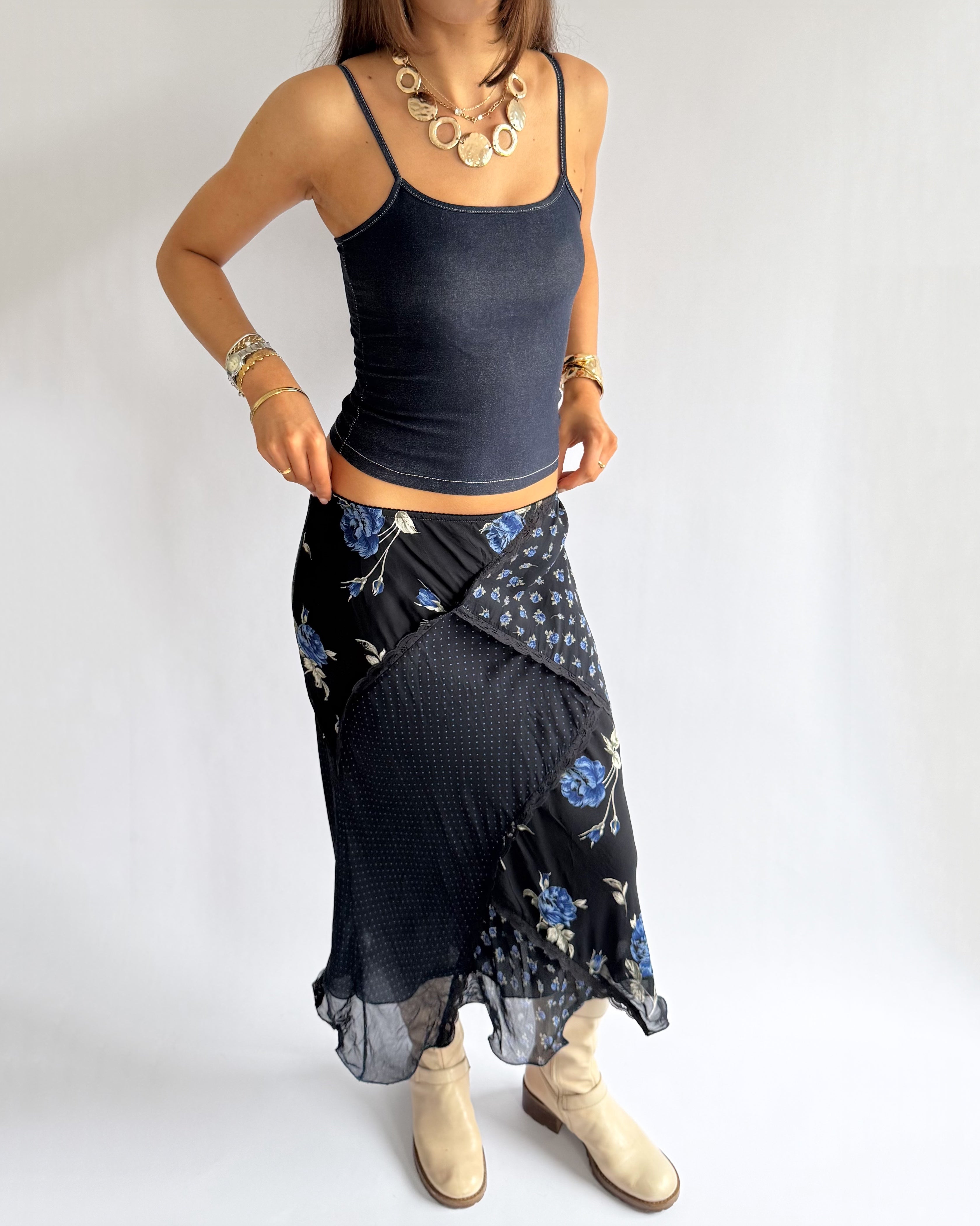 Floral Lace Midi Skirt - Size L