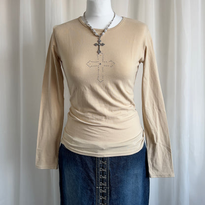 00s Rhinestone Cross Top - Size S