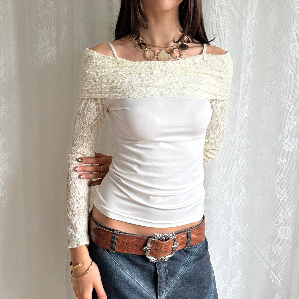 Lace Long Sleeve Top - Size S