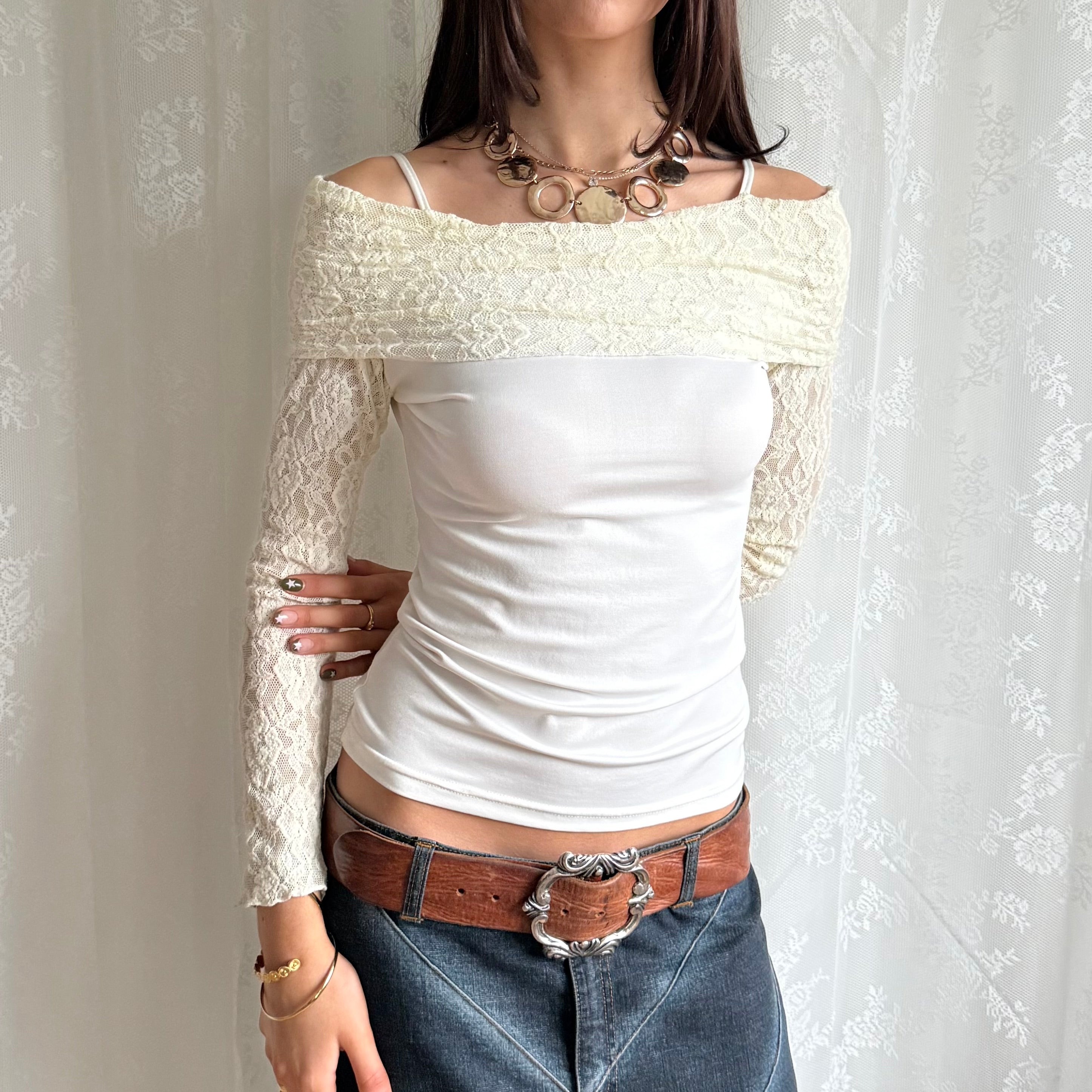 Lace Long Sleeve Top - Size S