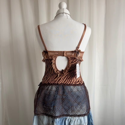 90s Mesh Ruffle Corset Cami - Size M